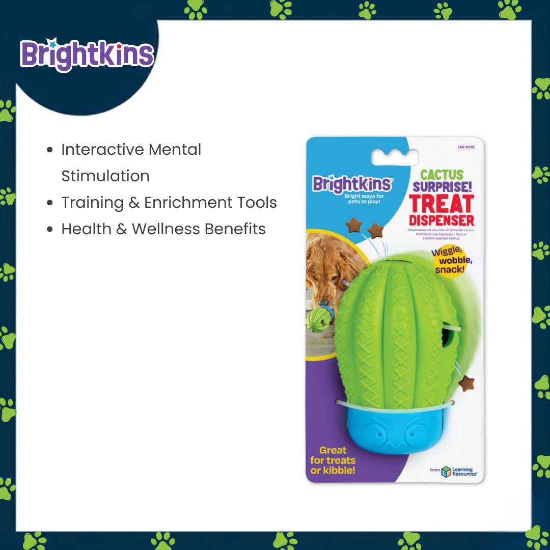 Ogapets Brightkins Cactus Surprise Treat Dispenser - Fun & Functional Dog Toy, Easy to Clean BPA-Free Material - Perfect for Small & Medium Dogs