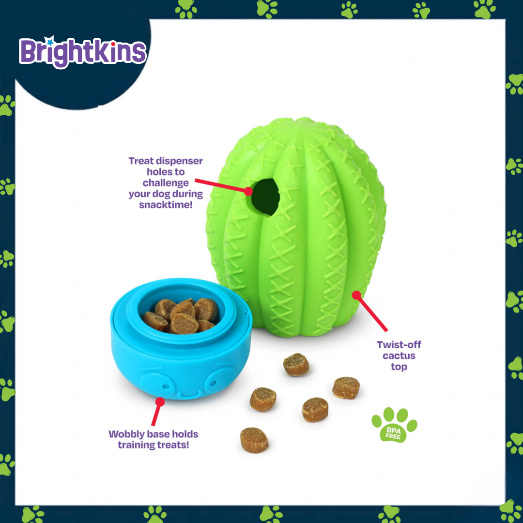 Ogapets Brightkins Cactus Surprise Treat Dispenser - Fun & Functional Dog Toy, Easy to Clean BPA-Free Material - Perfect for Small & Medium Dogs