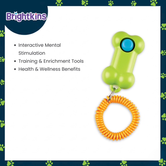 Ogapets Brightkins Smarty Pooch Training Clicker - Bone Design, Durable Plastic with Coil Bracelet, Essential Puppy & Older Dog Tool