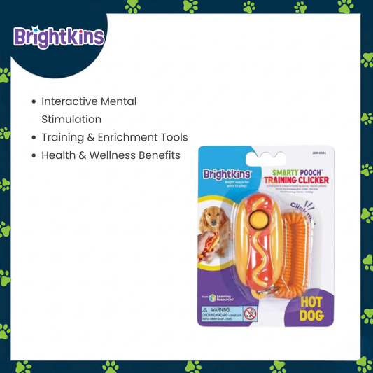 Ogapets Brightkins Smarty Pooch Training Clicker - Hot Dog Design, Durable & Portable with Sturdy Coil Bracelet
