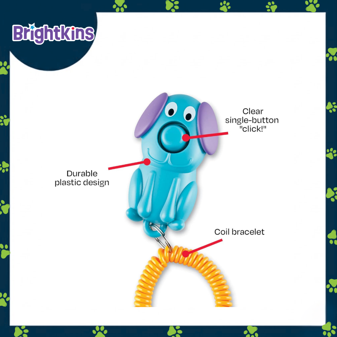 Ogapets Brightkins Smarty Pooch Training Clicker - Puppy Design, Durable, Portable with Coil Bracelet for On-The-Go Training
