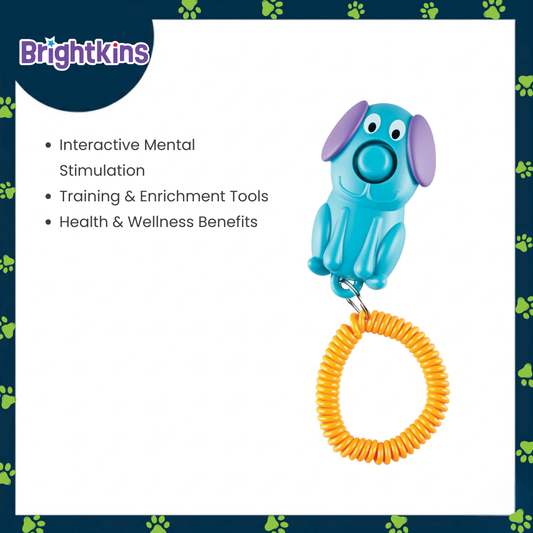 Ogapets Brightkins Smarty Pooch Training Clicker - Puppy Design, Durable, Portable with Coil Bracelet for On-The-Go Training
