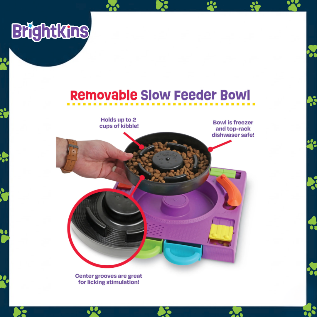Ogapets Brightkins DJ Doggo Puzzle Feeder - 2-in-1 Treat & Slow Feeder with 11 Hidden Compartments