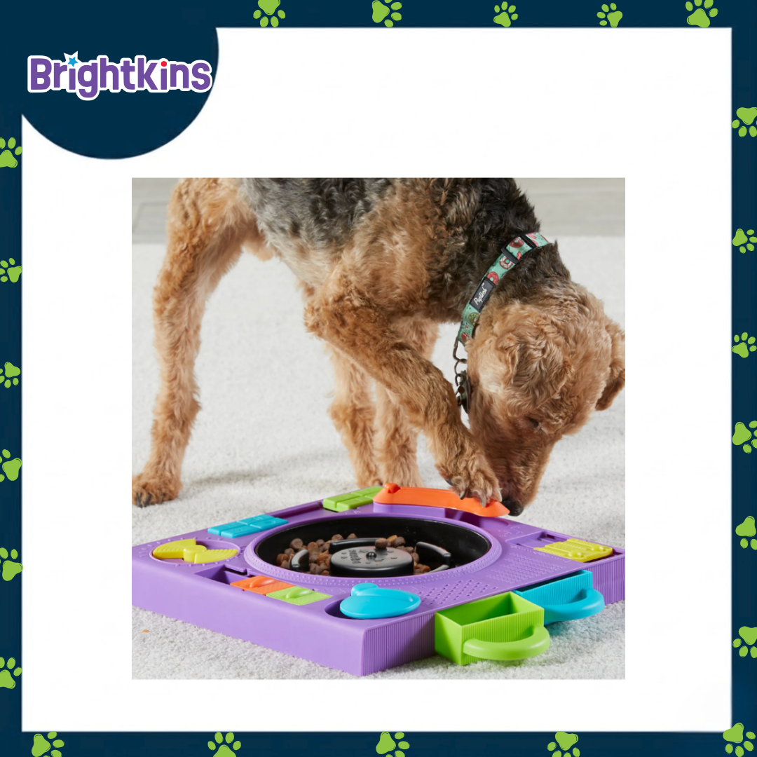 Ogapets Brightkins DJ Doggo Puzzle Feeder - 2-in-1 Treat & Slow Feeder with 11 Hidden Compartments