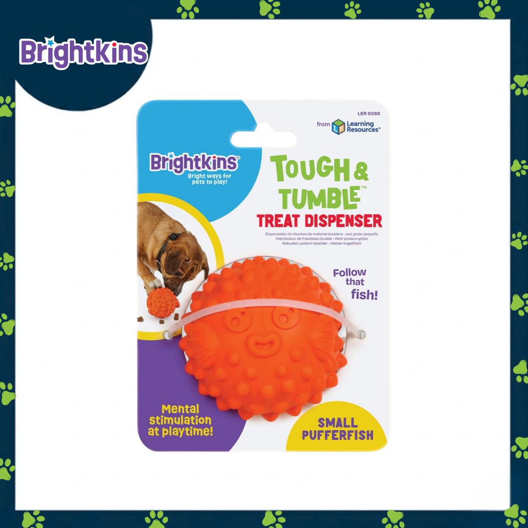 Ogapets Brightkins Small Pufferfish Treat Dispenser - Durable Rubber, BPA-free & Easy to Clean - Perfect for Dogs