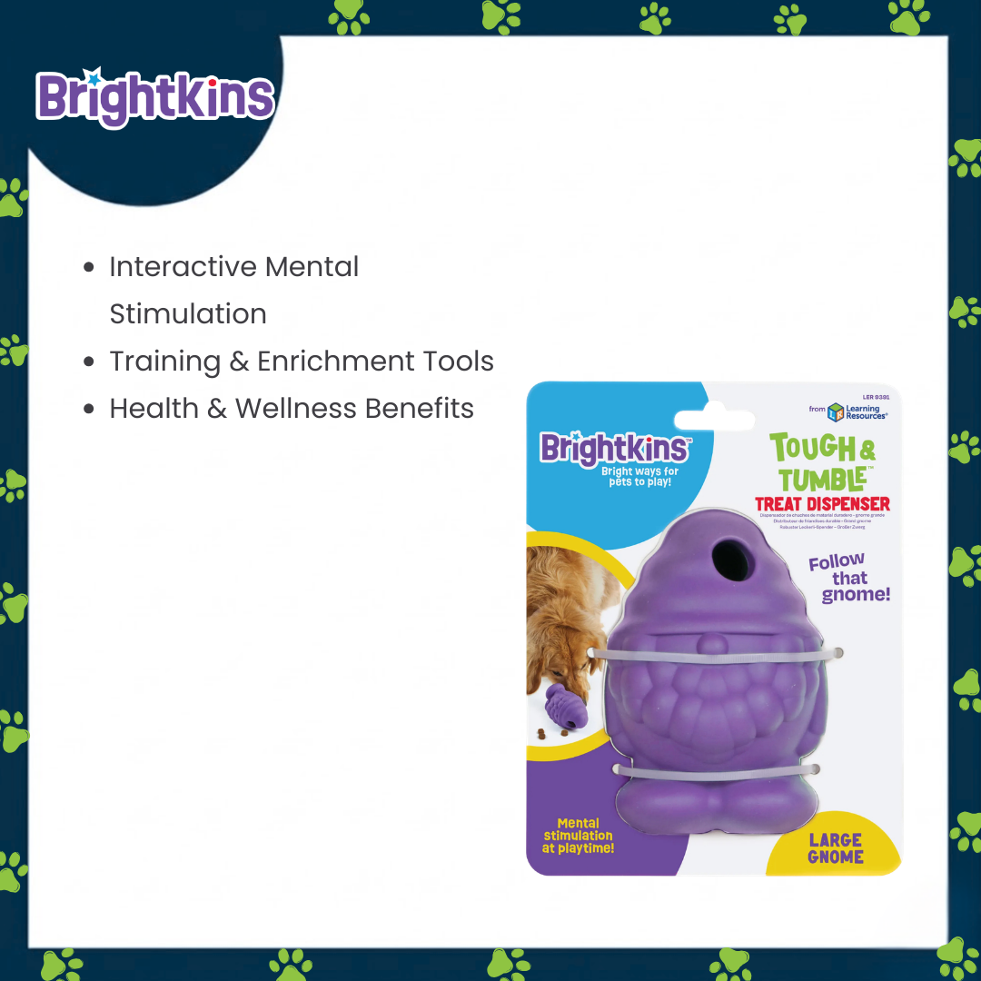 Ogapets Brightkins Tough & Tumble Treat Dispenser Large Gnome Interactive Mealtime Enrichment for Dogs with Mental Stimulation and Slow Feeding Function