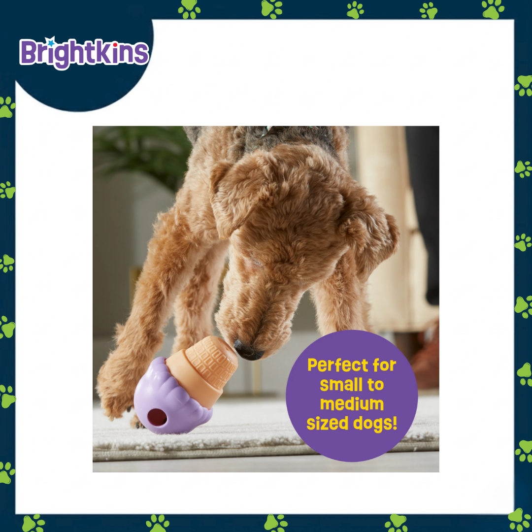 Ogapets Brightkins Ice Cream Treat Dispenser Small - Interactive Toy for Dogs, Mental Stimulation, Slow Feeder, BPA-Free, Easy to Clean
