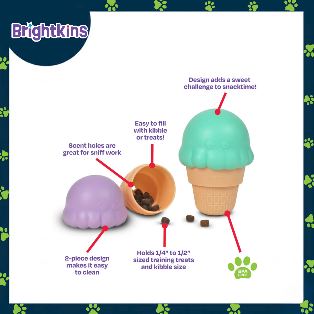 Ogapets Brightkins Large Ice Cream Treat Dispenser - BPA-Free & Easy to Clean, Interactive Pet Toy for All Dog Breeds