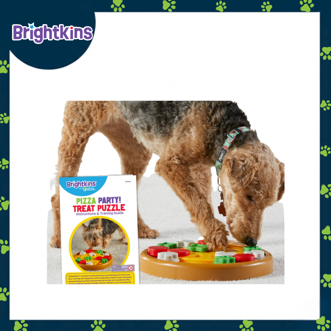 Ogapets Brightkins Pizza Party Treat Puzzle - Interactive Dog Toy with 12 Hidden Compartments for Mental Stimulation and Slow Feeding