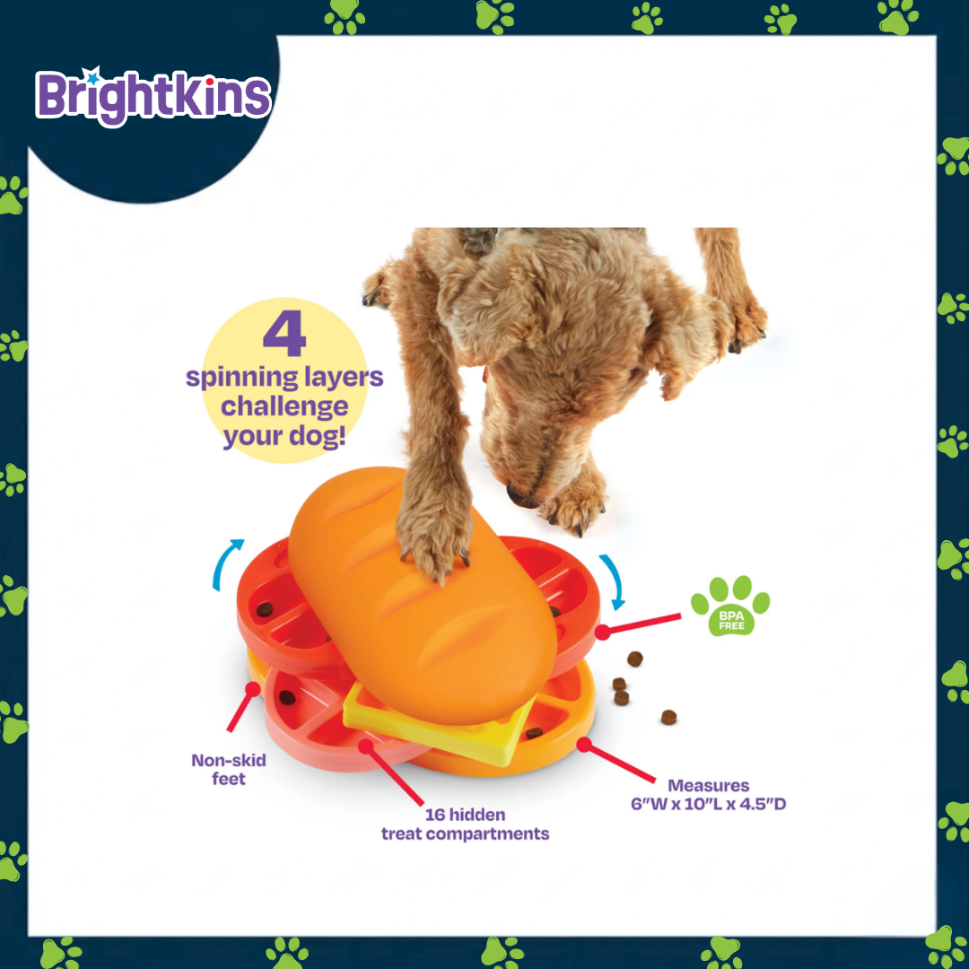 Ogapets Brightkins Pupstrami Surprise Treat Puzzle - Interactive Dog Toy with 16 Hidden Compartments for Brain-Boosting Mealtime Fun