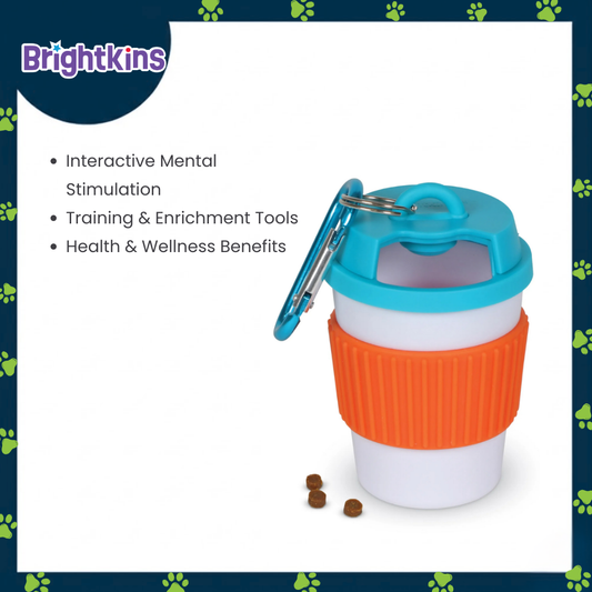 Ogapets Brightkins Let's Go Treat Holder Coffee Cup - BPA-Free, Twist-Shut Top, Carabiner-Style Clip, & Easy to Clean