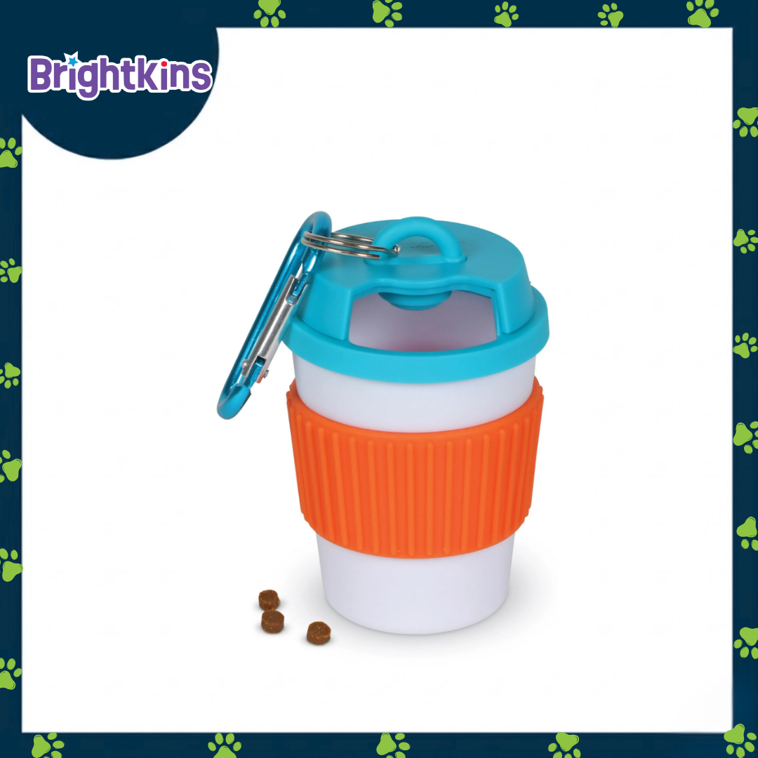 Ogapets Brightkins Let's Go Treat Holder Coffee Cup - BPA-Free, Twist-Shut Top, Carabiner-Style Clip, & Easy to Clean