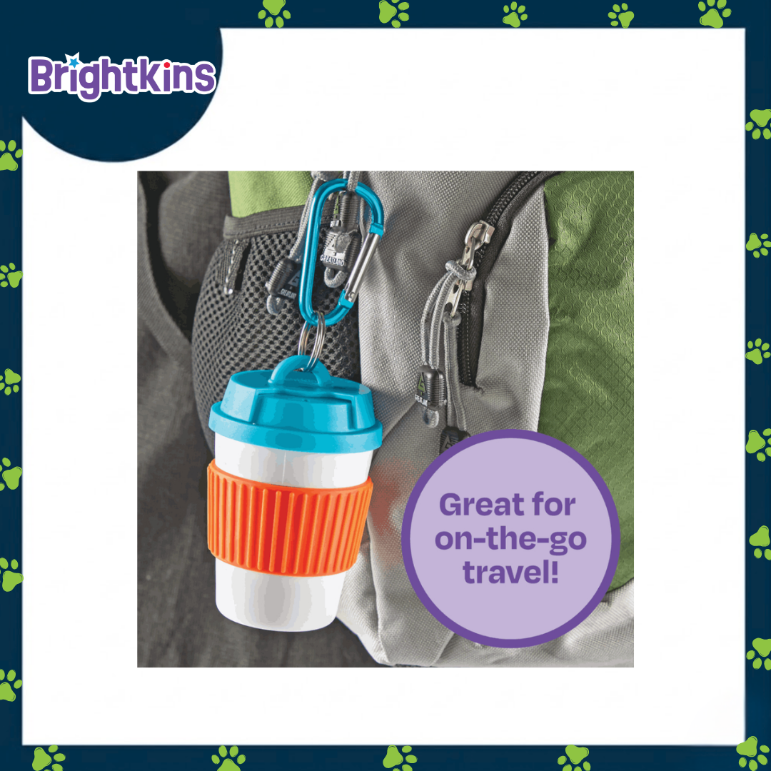Ogapets Brightkins Let's Go Treat Holder Coffee Cup - BPA-Free, Twist-Shut Top, Carabiner-Style Clip, & Easy to Clean
