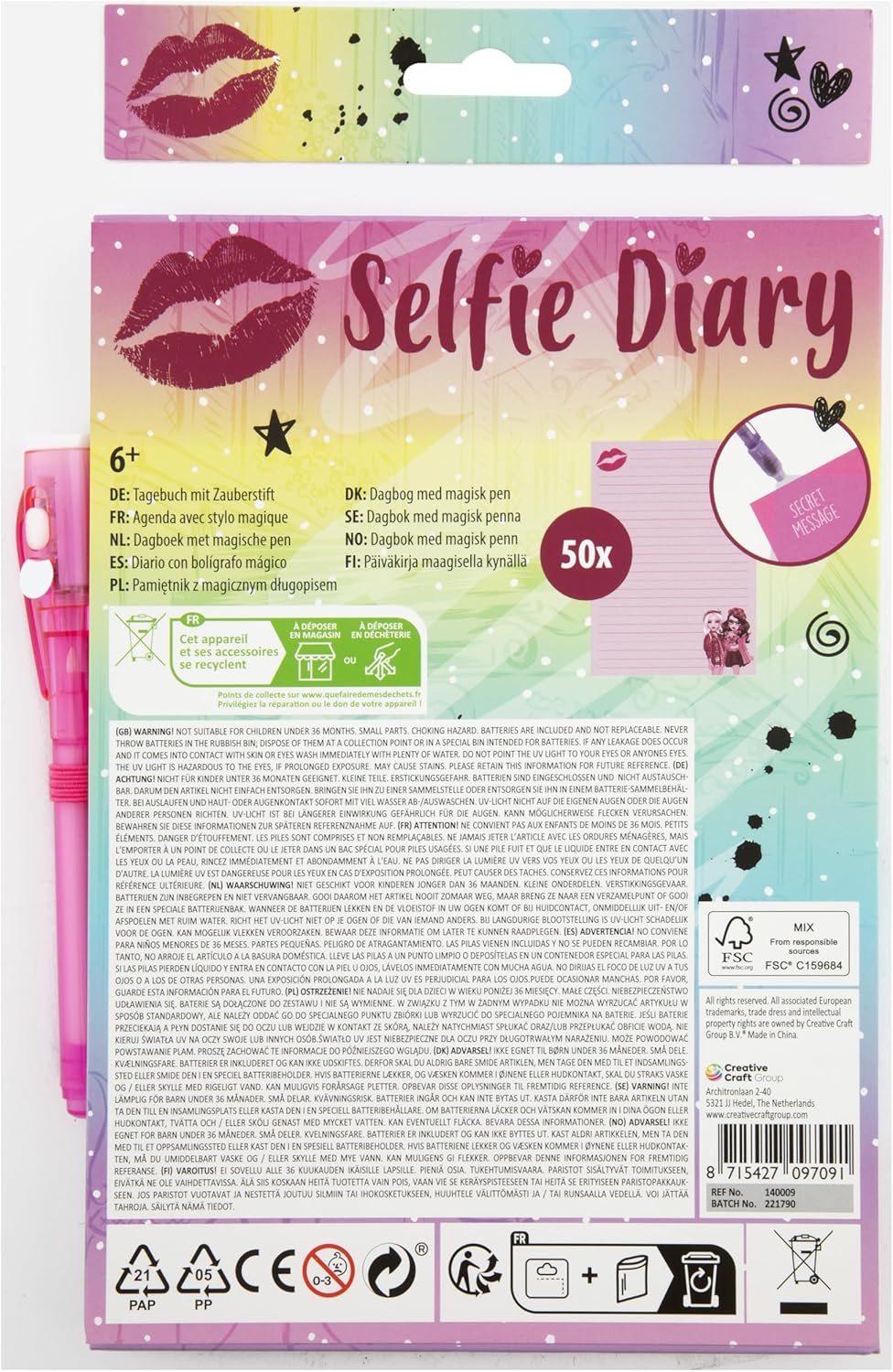BESTIES Selfie diary 21x15 cm (50 sheets) & magic pen