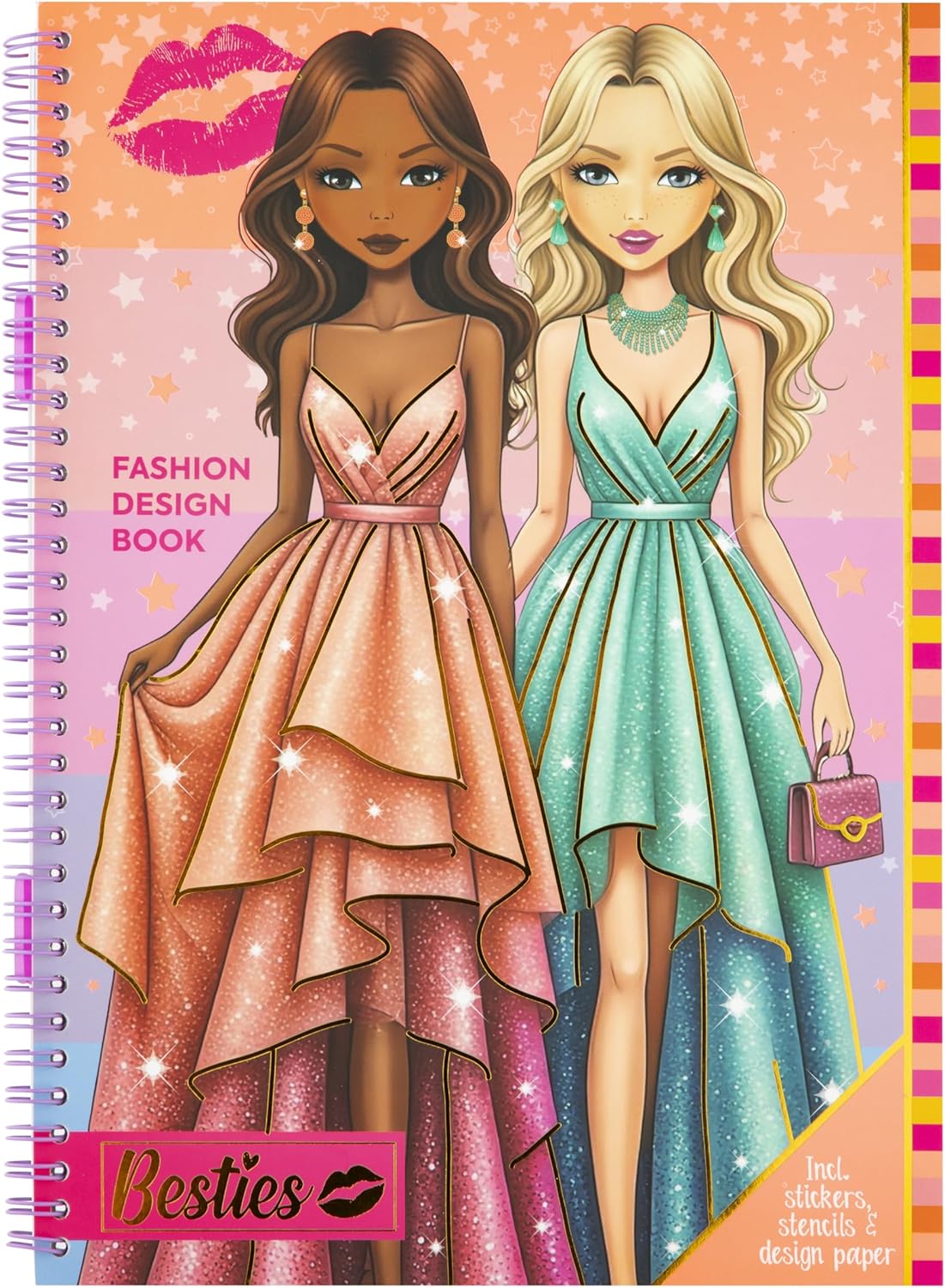 BESTIES Fashion design book A4 incl stickers&stencils,2ass