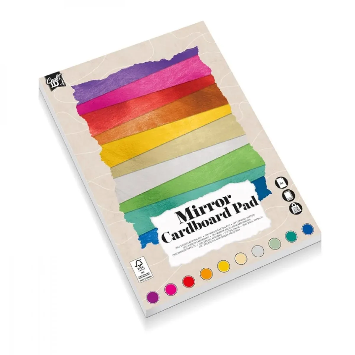 CRAFT ID A4 MIRROR CARDBOARD PAD, 250 GSM, 10 SHEETS