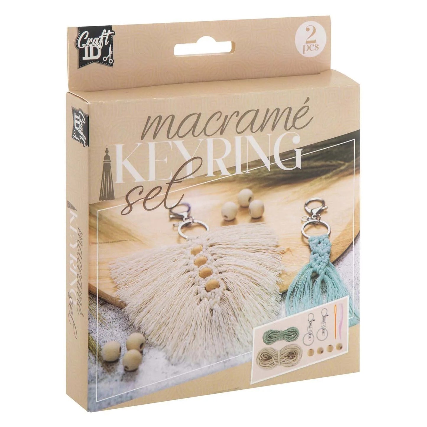 CRAFT ID MACRAME KEYRINGS, 2PCS,ITEM: 3X9CM, 6X10CM