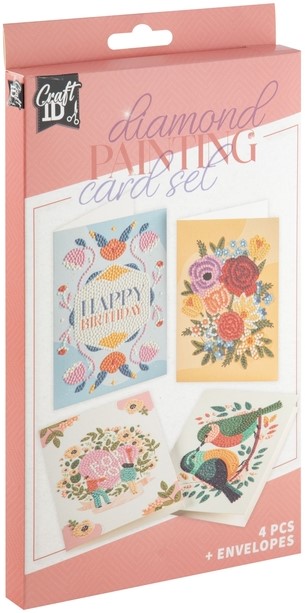 CRAFT ID DIAMOND PAINTING CARDS SET, 18.1X13CM, 4PCS