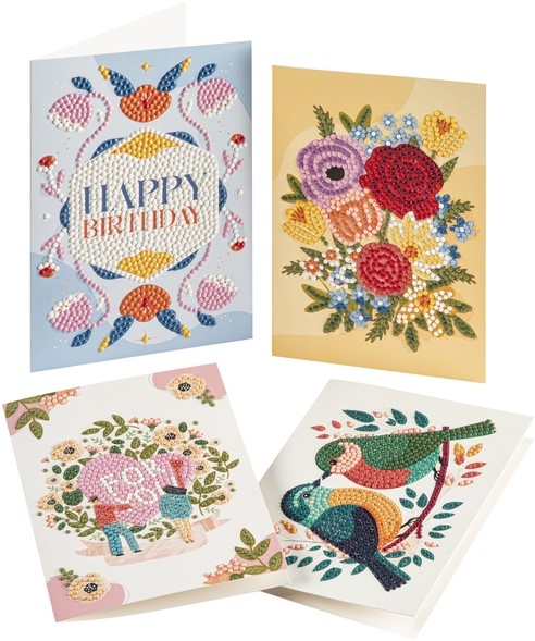 CRAFT ID DIAMOND PAINTING CARDS SET, 18.1X13CM, 4PCS
