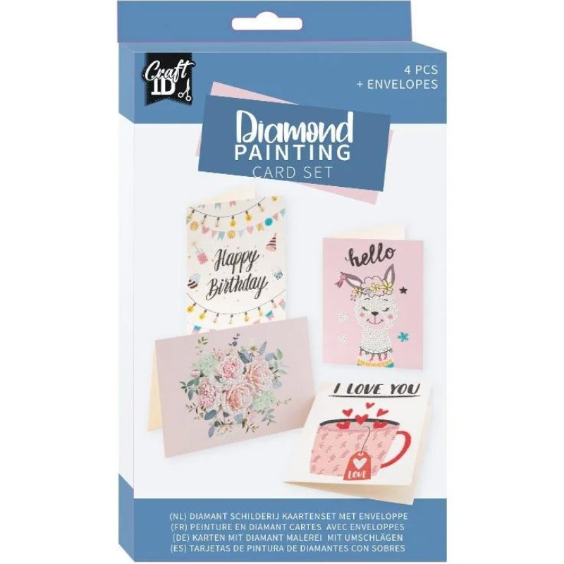 CRAFT ID DIAMOND PAINTING CARDS SET, 18.1X13CM, 4PCS