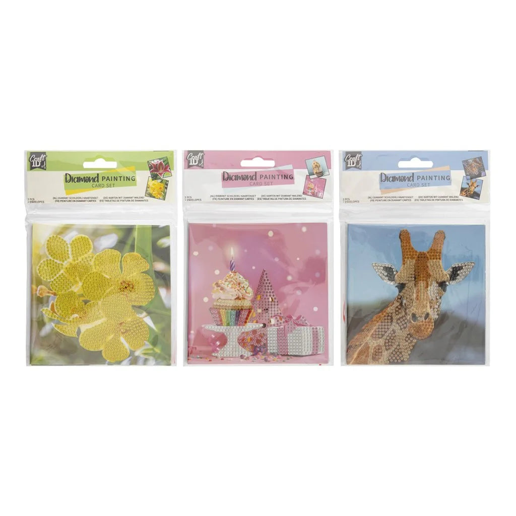 CRAFT ID DIAMOND PAINTING CARDS 2PCS, 13X13CM, 3ASS