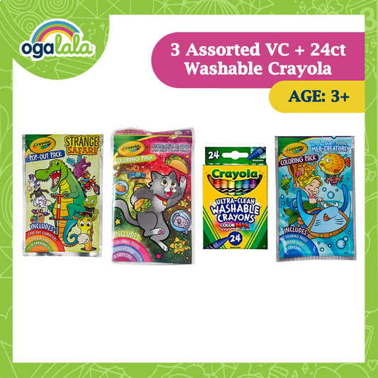 Crayola 3 Asstd VC + 24 ct Washable bundle