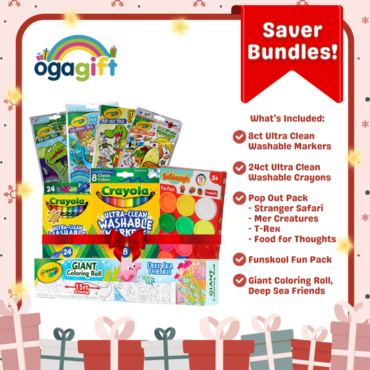 Gift Set: Crayola Giant Coloring Roll + Crayola Washable Markers 24CT + Crayola Washable Markers 8CT