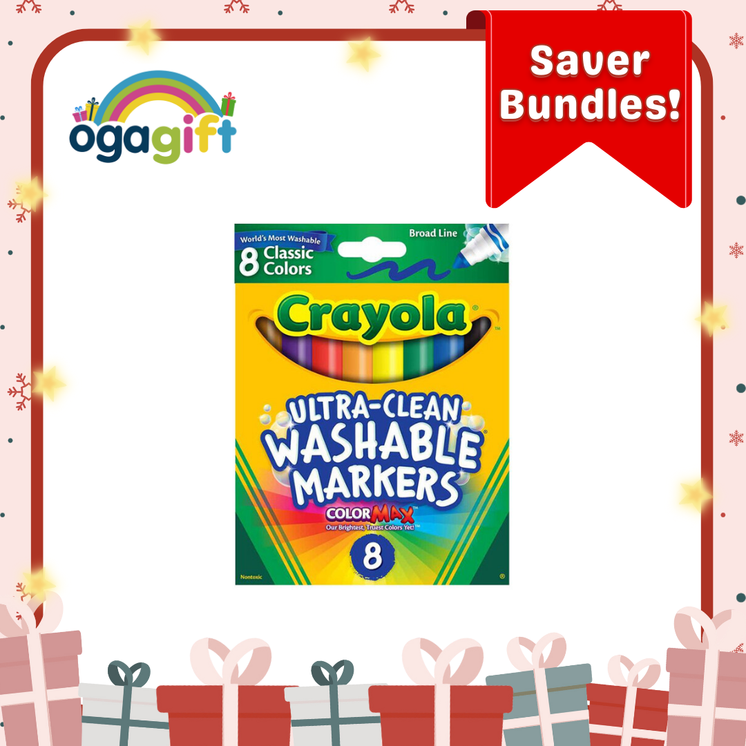 Gift Set: Crayola Giant Coloring Roll + Crayola Washable Markers 24CT + Crayola Washable Markers 8CT