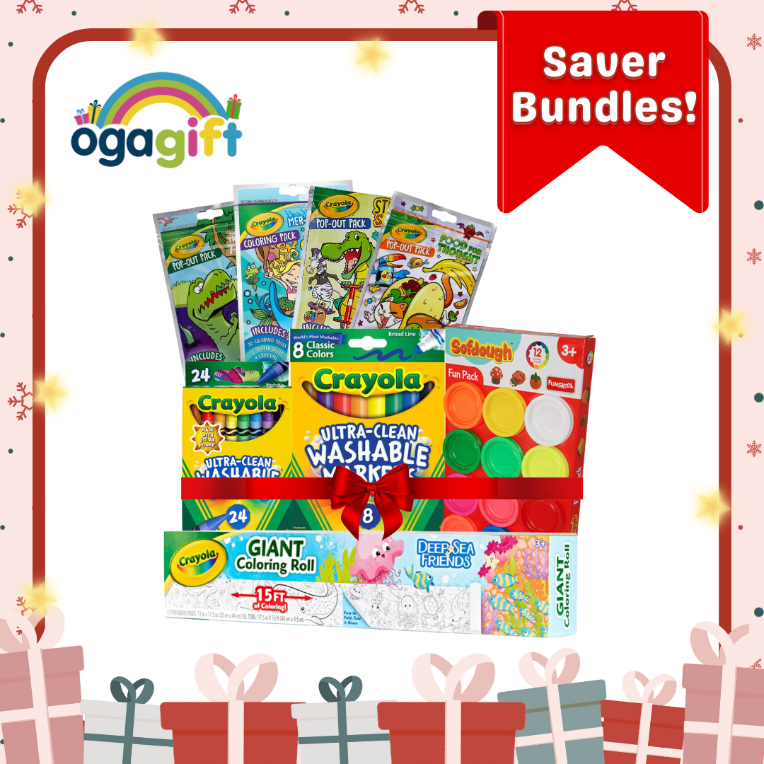 Gift Set: Crayola Giant Coloring Roll + Crayola Washable Markers 24CT + Crayola Washable Markers 8CT