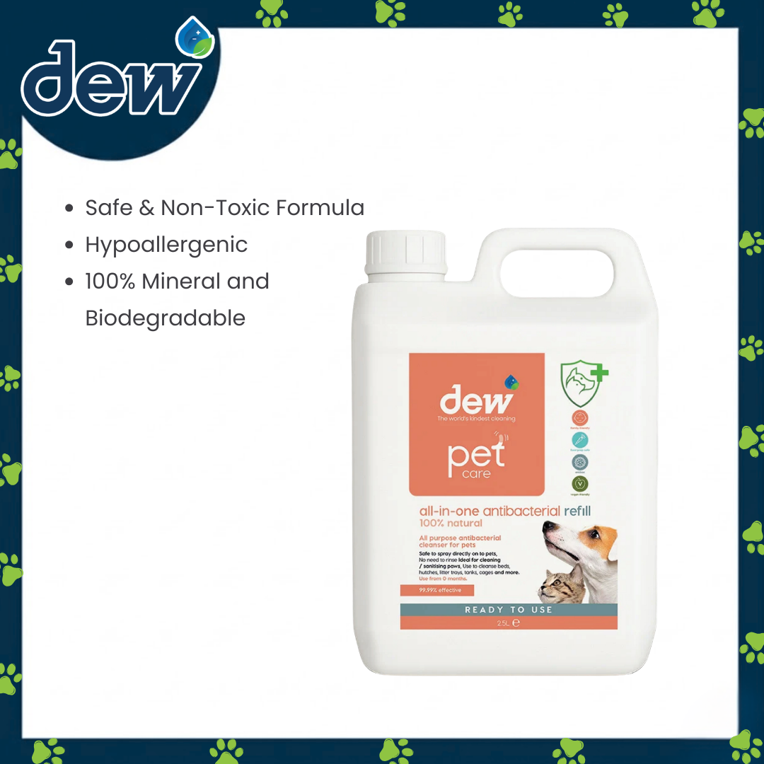 Ogapets Dew Pet All In One Antibacterial Refill 2.5L - 100% Mineral, Hypoallergenic, No Harmful Chemicals & Biodegradable