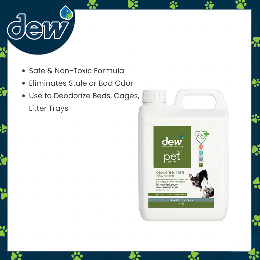 Ogapets Dew Pet Care Deodoriser Refill 2.5L - 100% Mineral & Biodegradable Odour Eliminator for Beds Cages Litter Trays