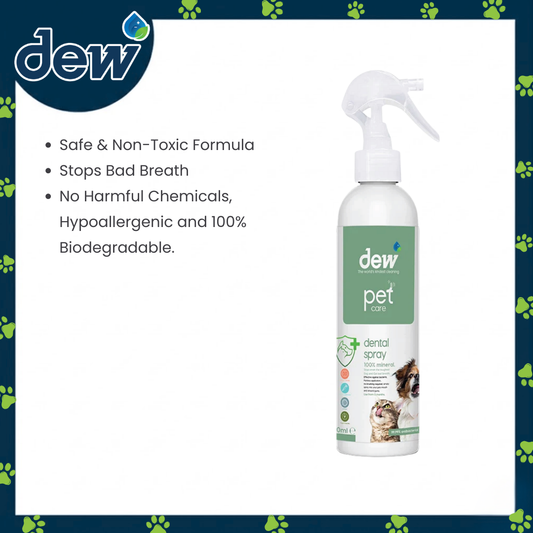 Ogapets Dew Pet Dental Spray 250ml - 100% Mineral Mouth Spray for Bad Breath Prevention & Plaque Control Hypoallergenic & Biodegradable