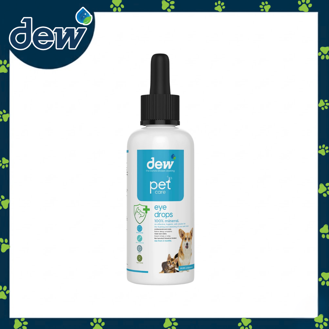 Ogapets Dew Pet Eye Drops 65ml Pure Mineral, Antibacterial, Hypoallergenic, Non-irritant, Vegan Friendly, Non-toxic, & No-Rinse Formula for Daily Care
