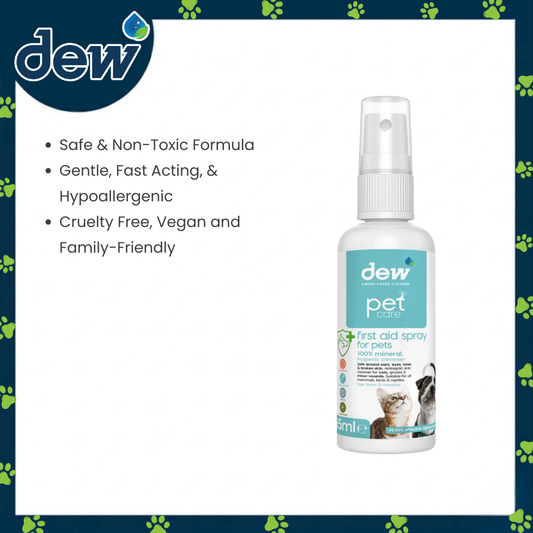 Ogapets Dew First Aid Spray For Pets 65ml 100% Mineral, Ph Balanced, Non-Toxic, Vegan-Friendly for Ears, Eyes and Broken skin