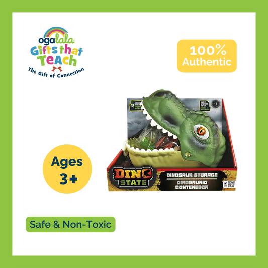 DINO STATE Dinosaur Head Storage Box Container with 18 Play Accessories