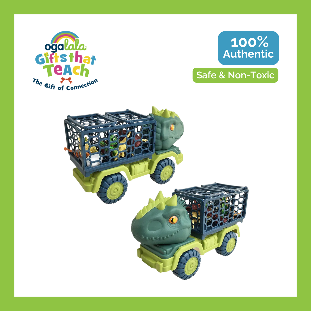 DINO STATE Free-Wheel Dinosaur Carrier Truck Playset with 6 Dinos & Accessories