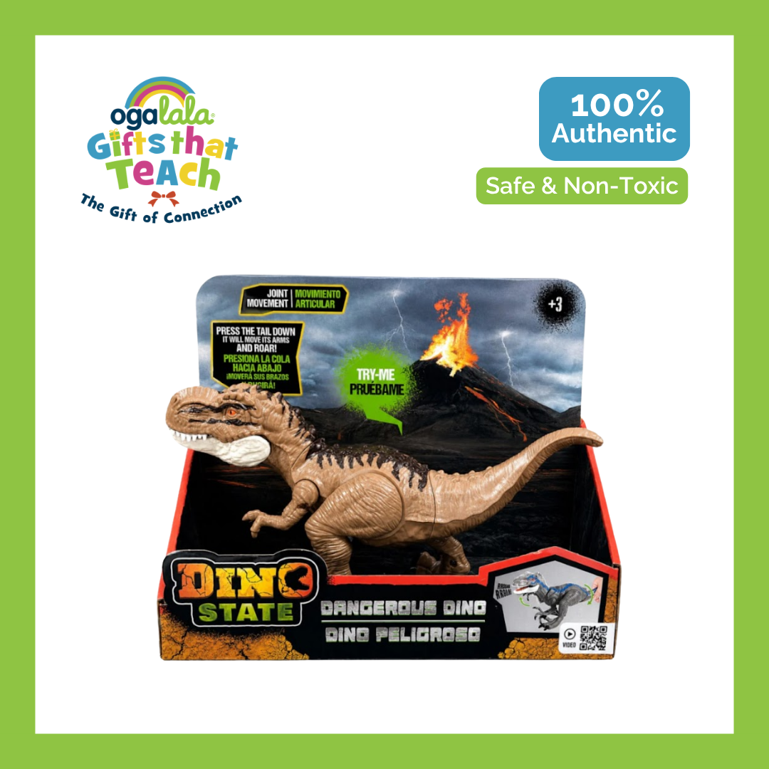 DINO STATE Tyrannosaurus Rex Figure Sound Activated Tail Press Toy