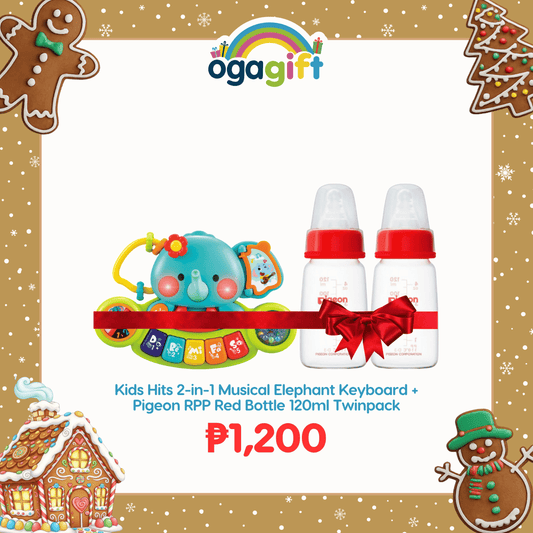 Kidshits 2-in-1 Musical Elephant Keyboard + Pigeon RPP Red Bottle 120ml Twinpack
