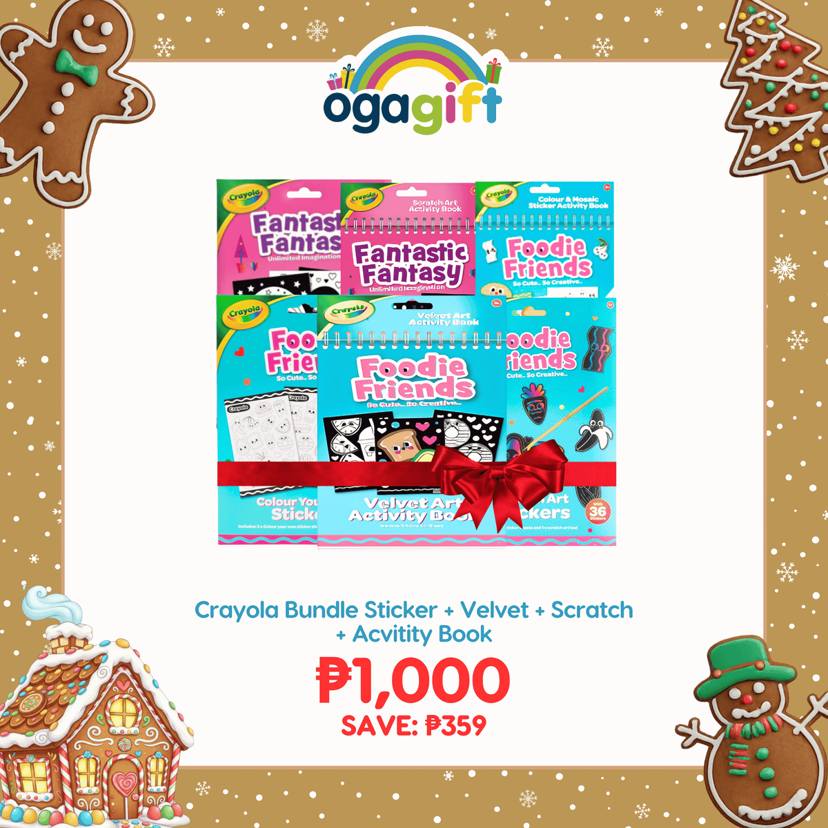 OGAGIFT BUNDLE CRAYOLA BUNDLE STICKER CRANOV022+VELVET CRANOV023+SCRATCH CRANOV003+ACTIVITY BOOKS CRANOV008+009+010