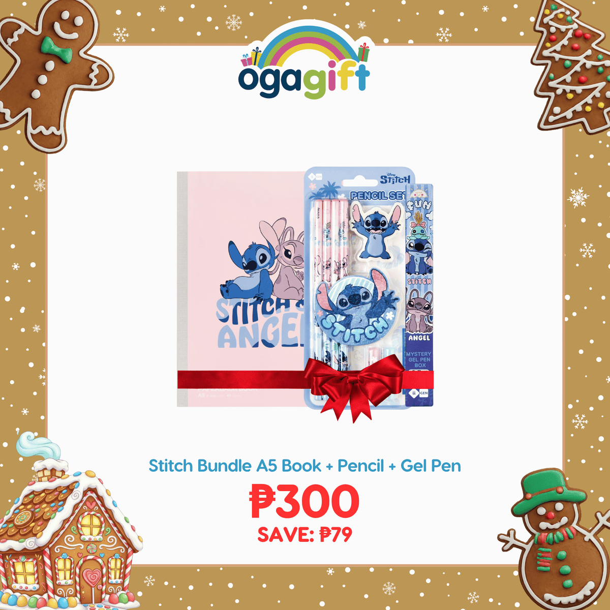 OGAGIFT BUNDLE STITCH BUNDLE A5 BOOK IG3097 + PENCIL IG3092 + GEL PEN IG3094