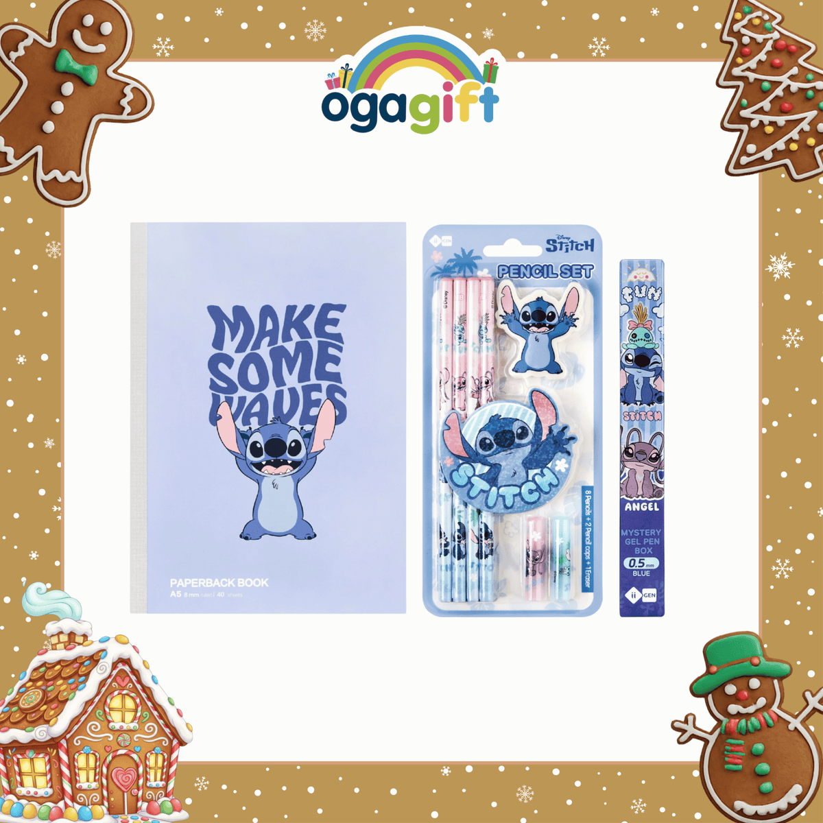 OGAGIFT BUNDLE STITCH BUNDLE A5 BOOK IG3097 + PENCIL IG3092 + GEL PEN IG3094