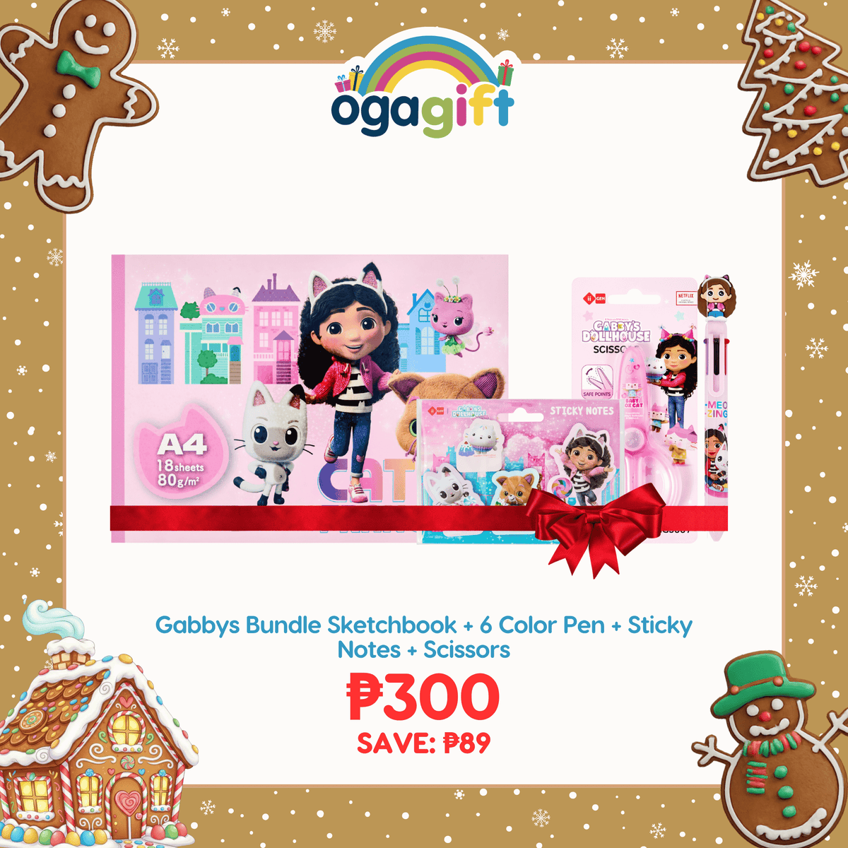 OGAGIFT BUNDLE GABBYS BUNDLE SKETCHBOOK IG5961 + 6 COLOR PEN IG5647 + STICKY NOTES IG5284 + SCISSORS IG5967
