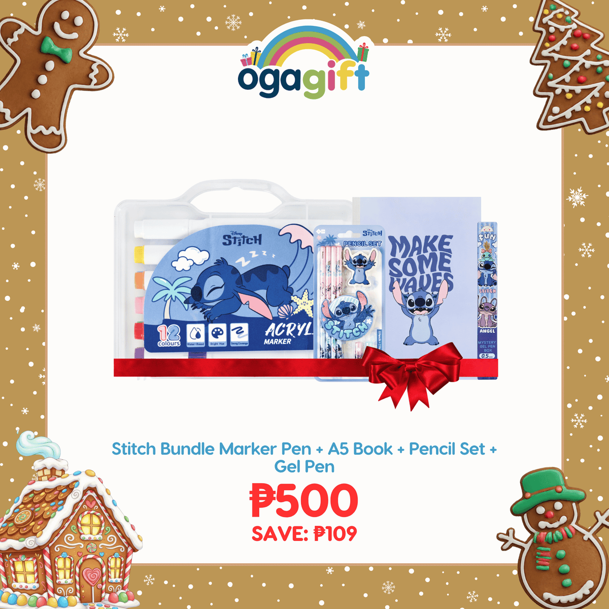 OGAGIFT BUNDLE STITCH BUNDLE MARKER PEN IG3099 + A5 BOOK IG3097 + PENSIL SET IG3092 + GEL PEN IG3094