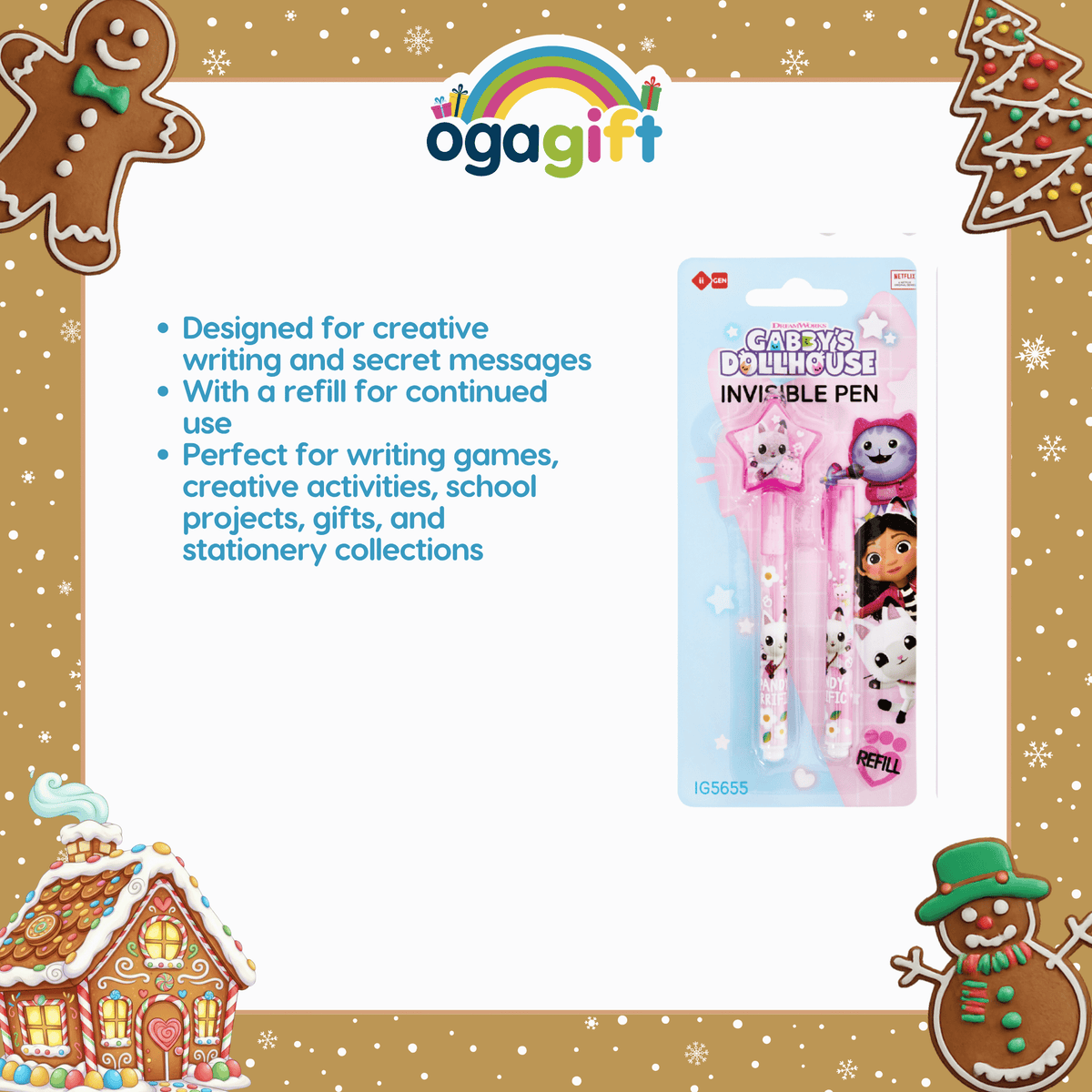 OGAGIFT BUNDLE GABBYS BUNDLE SQUISHY NOTEBOOK IG5666 + INVISIBLE PEN IG5655 + STICKERS IG5667