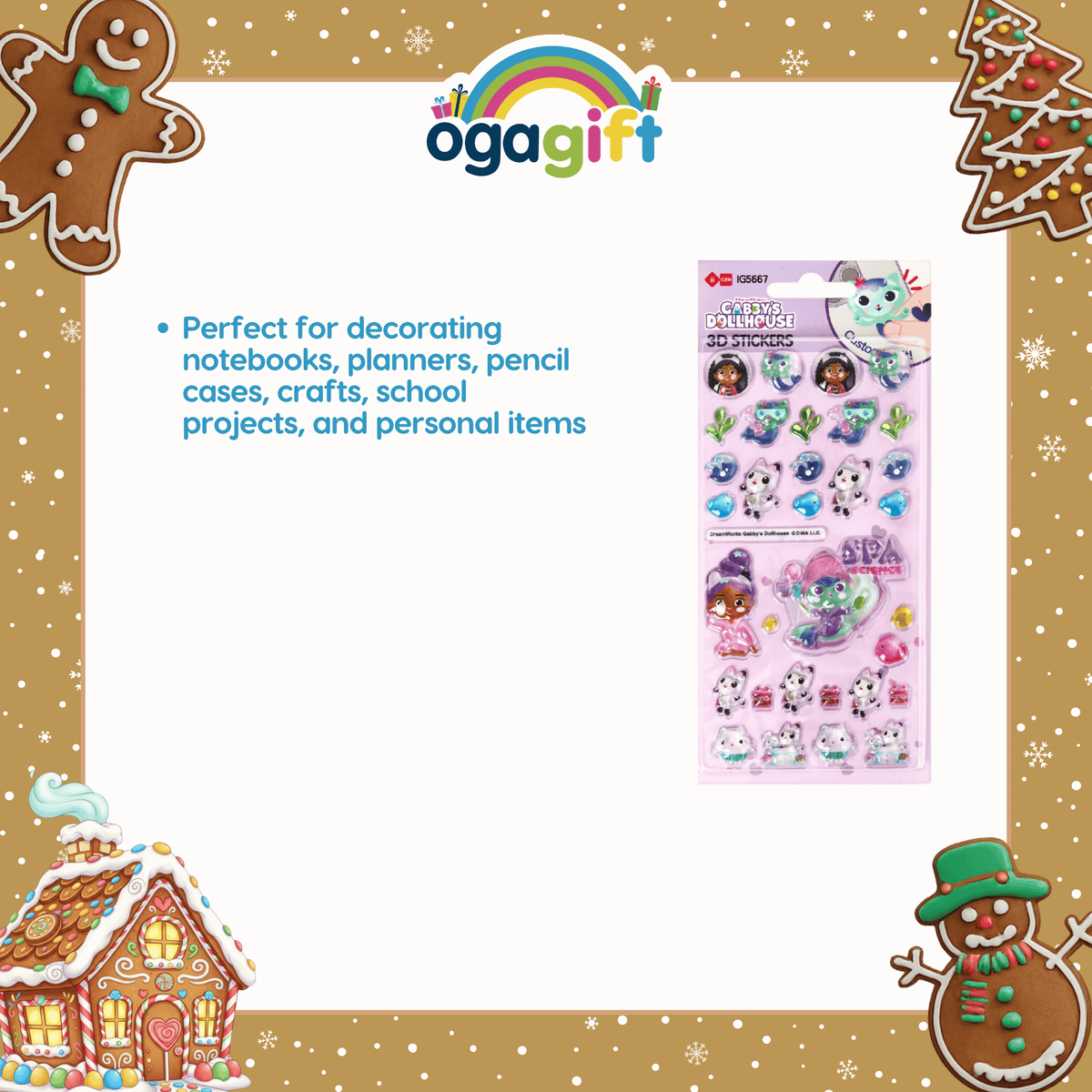 OGAGIFT BUNDLE GABBYS BUNDLE SQUISHY NOTEBOOK IG5666 + INVISIBLE PEN IG5655 + STICKERS IG5667