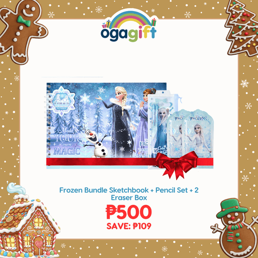 OGAGIFT BUNDLE FROZEN BUNDLE SKETCHBOOK 320111 + PENCIL SET EN320107 + 2 ERASER BOX IG3041