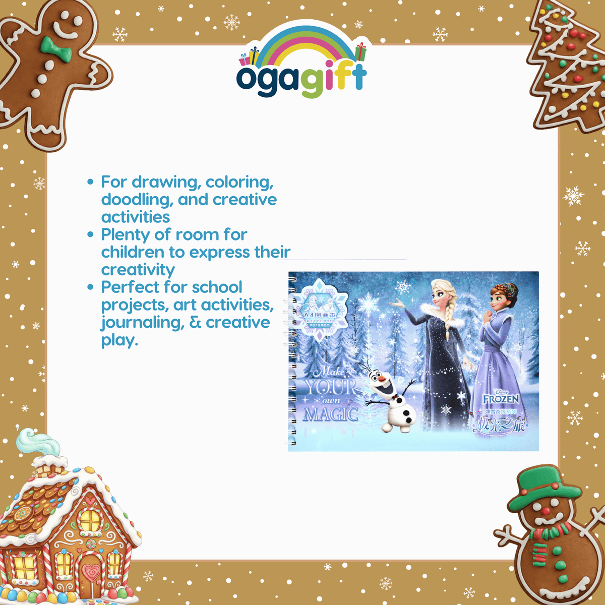 OGAGIFT BUNDLE FROZEN BUNDLE SKETCHBOOK 320111 + PENCIL SET EN320107 + 2 ERASER BOX IG3041