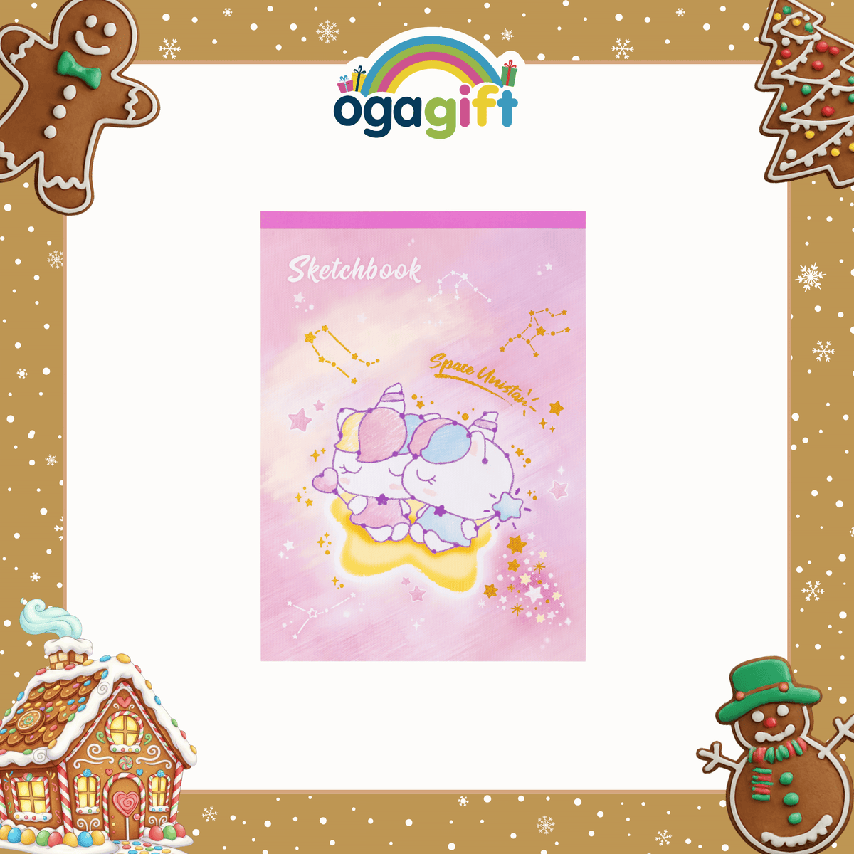 OGAGIFT BUNDLE KAWAII BUNDLE UNICORN SQUISHY DOLL IG2086 + SKETCHBOOK IG1933 + 6COLOR PEN IG5053