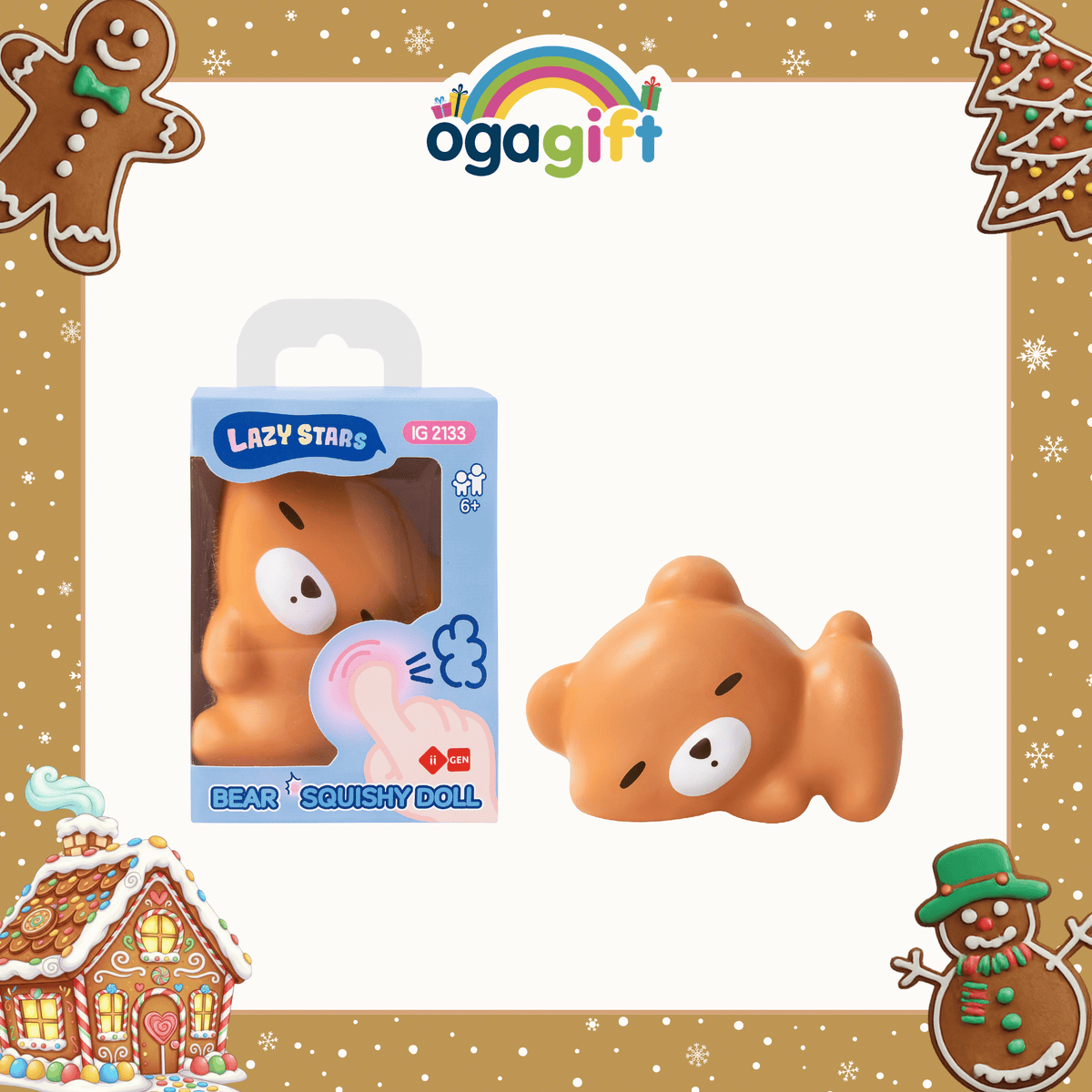 OGAGIFT BUNDLE KAWAII BUNDLE BEAR SQUISHY DOLL IG2137 + SKETCHBOOK IG1933 + 6COLOR PEN IG5053