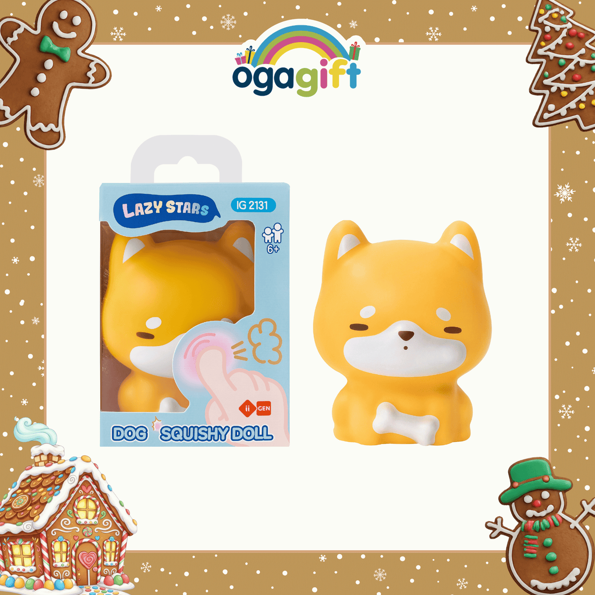 OGAGIFT BUNDLE KAWAII BUNDLE DOG SQUISHY DOLL IG2137 + SKETCHBOOK IG1933 + 6COLOR PEN IG5053